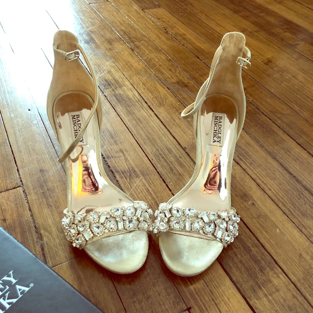 Bejeweled Gold Badgley Mischka Heels